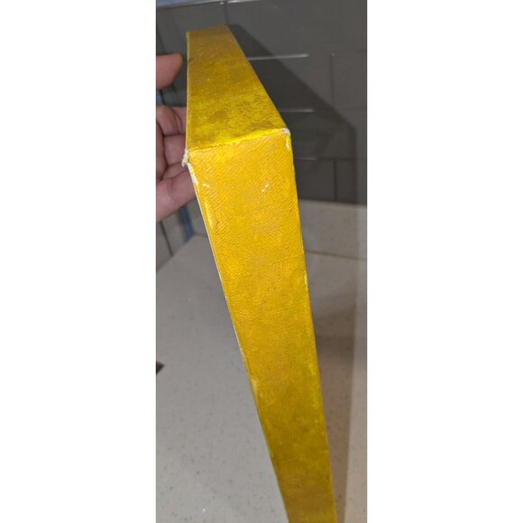 Abstract Yellow Textured Canvas Art Signed by Artist  Contemporary Original Pain - Picture 6 of 16